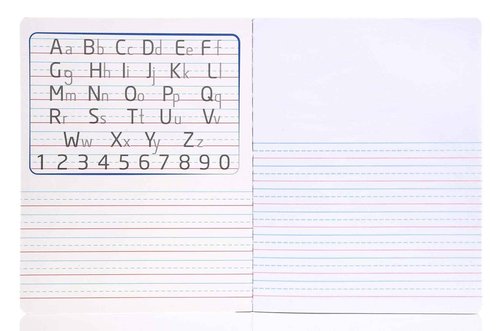 Mintra Primary Composition Notebook, 24 units 6-4 Pack, Assorted Colors, 80 Sheets, 7.5in x 9.75in, 1/2 Sheet, Ruled with Drawing Area, Flexible Hardcover Journal, Grades K-2, School & Home Use