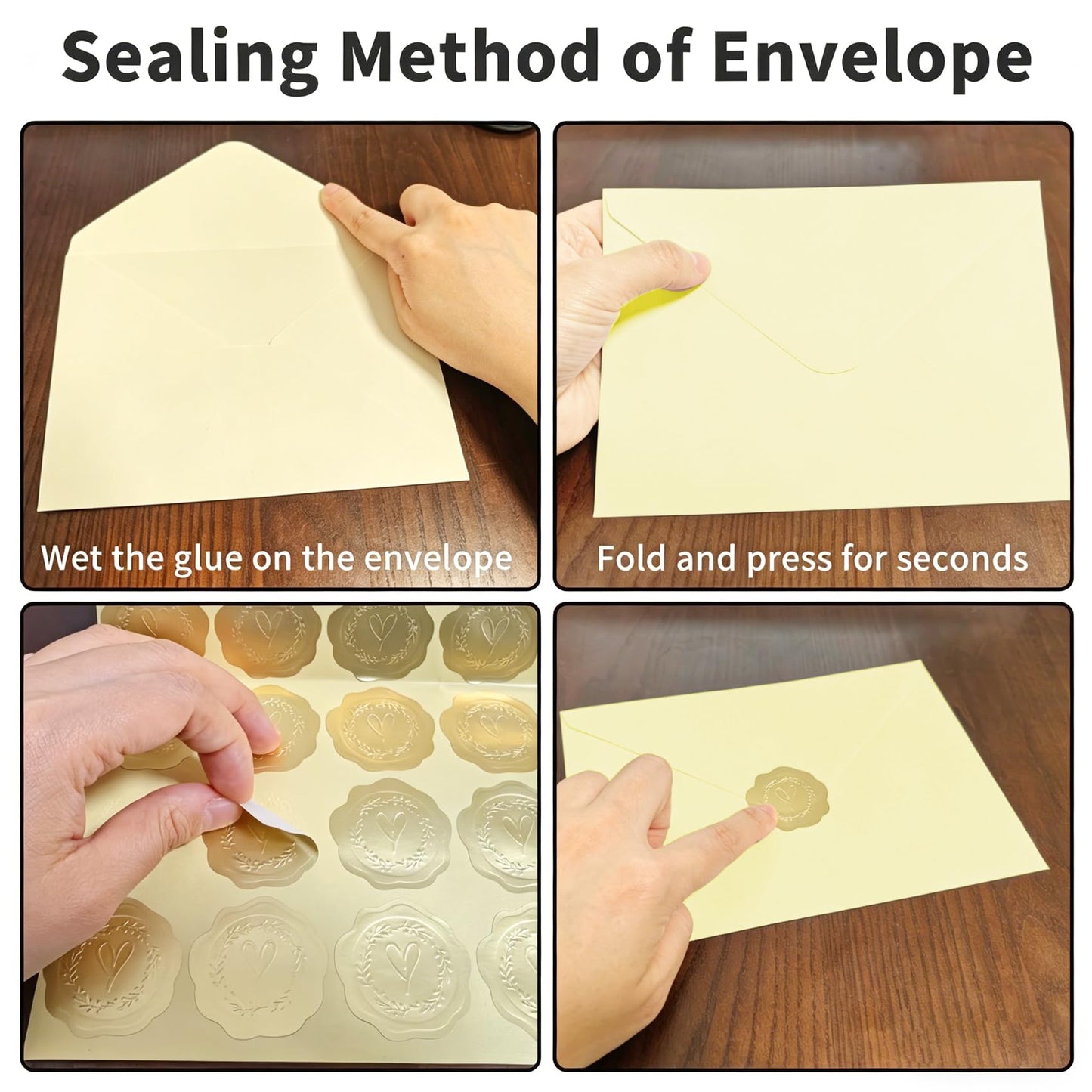 30 Pack 5x7 Inch Envelopes with Gold Seal Stickers, A7 Envelopes for Wedding Invitations, Greeting Card (30, Beige)