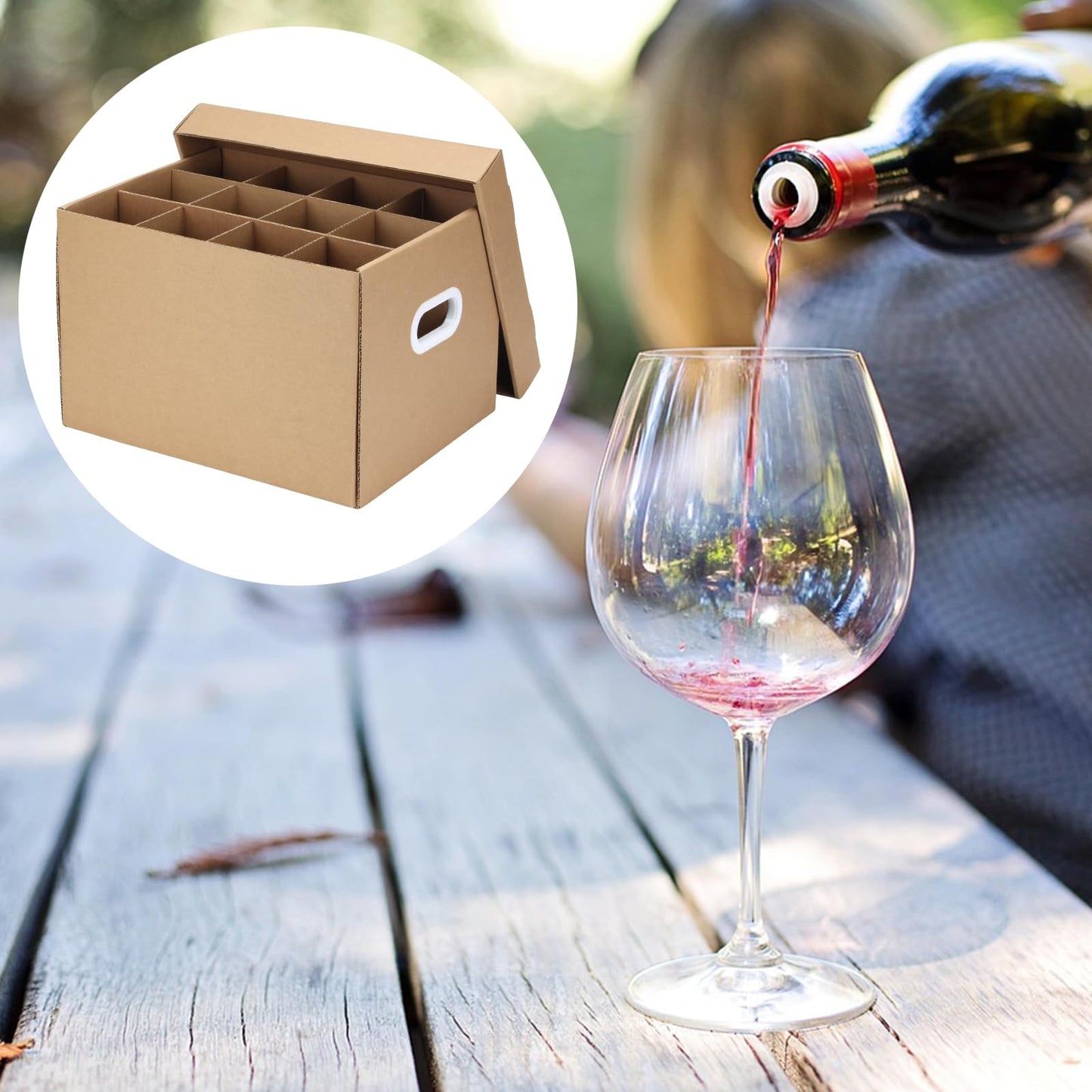 DIICCYO 2 Pack Wine Glass Moving Boxes Kitchen Moving Boxes with Handle Kitchen Kit with Lid for Dish Glassware, Glass Packing Boxes Packing Supplies for Moving, 15 x 12 x 10 Inches, Brown