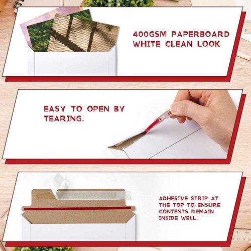 Fainne 7 x 9 Inch White Rigid Mailers Kraft Cardboard Envelope Bulk Self Adhesive Flat Shipping Bag for Office Mailing Document Photo Letters Packaging Supplies(White)