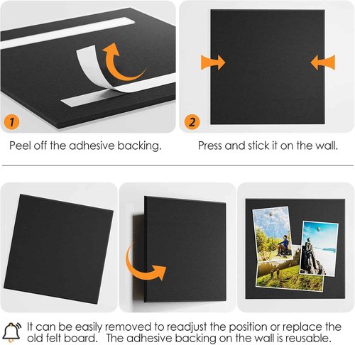 Large Cork Bulletin Board Alternative for Office60 x 35" - 15 Pack Felt Bulletin Boards Dart Wall Protectors 60Pcs Safe RemovableAdhesive Tabs Pcs for Office Wall, School, Home Decor