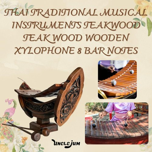 Thai Traditional Teakwood Wooden Xylophone, 8 Bar Notes, 16 inches