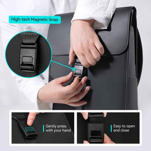MARKETRON Slim Laptop Backpack for Men, 15.6 Inch Business Backpack with High Tech Magnetic Snap, Waterproof Fashion Casual Backpack Ideal for Working, Daily Life