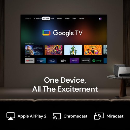 Valerion StreamMaster Plus 4K Triple Laser Projector, 2X Faster Performance, 4ms Lag-Free Gaming, TV-Rich Streaming, 300" IMAX, HDR10+, AI 4K UHD, Voice Control, with Active 3D, Dolby Vision&Atmos