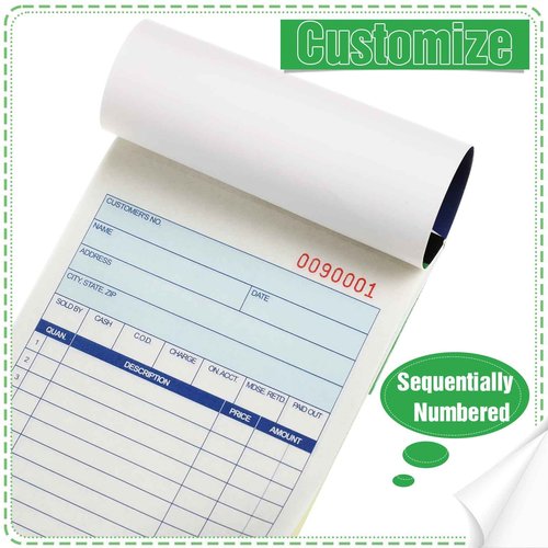 Lincia 34 Pads Sales Order Books 2 Part Carbonless (White/Canary Yellow) Receipt with Carbon Copies Cover Receipt Form Invoice 50 Sets Per Book (4.18 x 7.2 Inch/ 10.6 x 18.3 Cm)