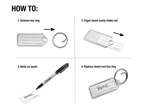 Lucky Line Key Tag with Tang Easy Key Ring, Clear, Box of 100 (1230010)