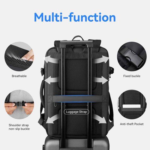 MARK RYDEN Travel Backpack for Men, 38L Airline Approved Carry on Backpack with 17.3 Inch Laptop Compartment and USB Charging Port, Waterproof Business Backpack Ideal for Traveling, Working