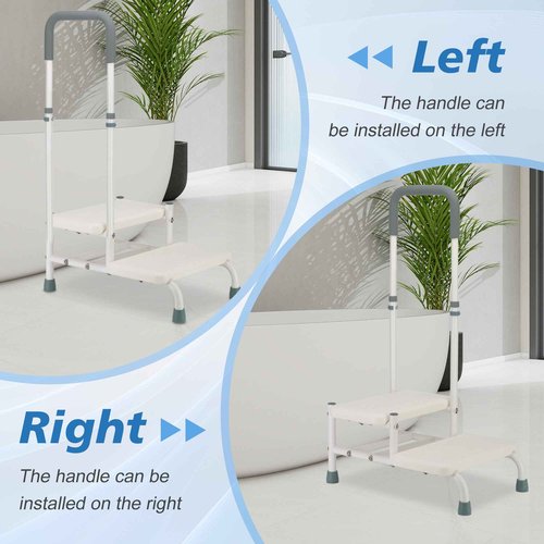NIdreamCE Bed Steps for High Beds for Adults,2 Step Stool with Adjustable Handrail for Fall Prevention Foot Stool Ladder for Bedside, Kitchen, Car, RV, Bathtub