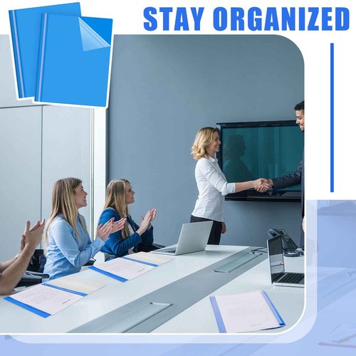 Teling 72 Pack Clear Front Report Covers Bulk Business Report Covers Plastic Presentation Folders Resume Portfolio Folder Paper Binder with 3 Prongs for Presentation Document School Office (Blue)