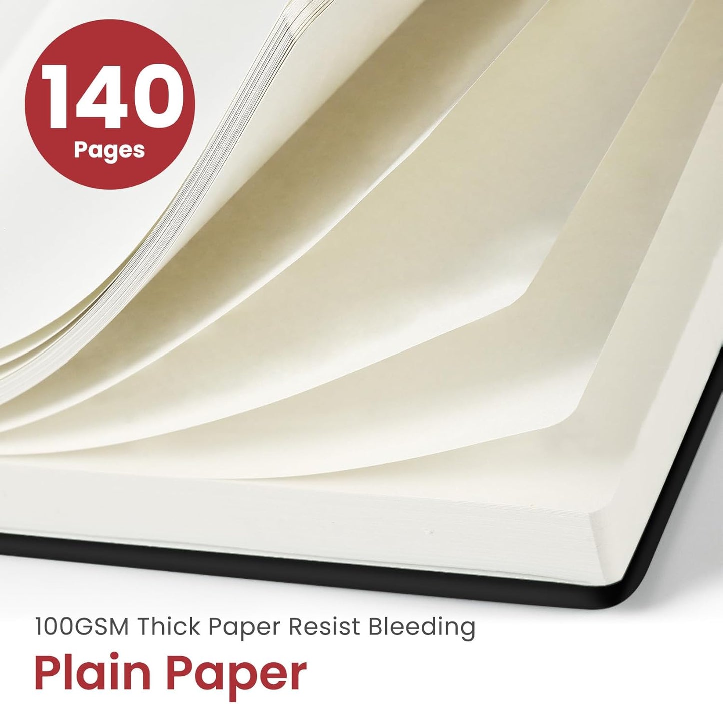 Taja Blank Spiral Journal - 140 Pages for Creative Writing & Sketching | A5 Size - Black