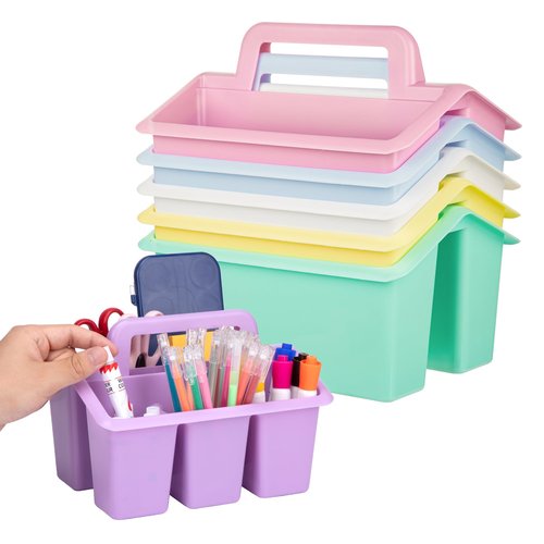 Find Scrapblooms Plastic Caddy For Classroom,Office,Home,6-pack Storage Caddy For Pencil,Pen,Craft Tools (Pastel Color)