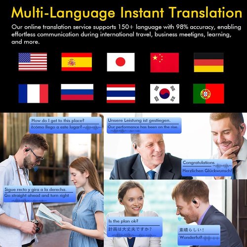 Aaudifonos Translation Earbuds - Real-Time Bluetooth Translator with 150 Languages | Ideal for Travel & Meetings