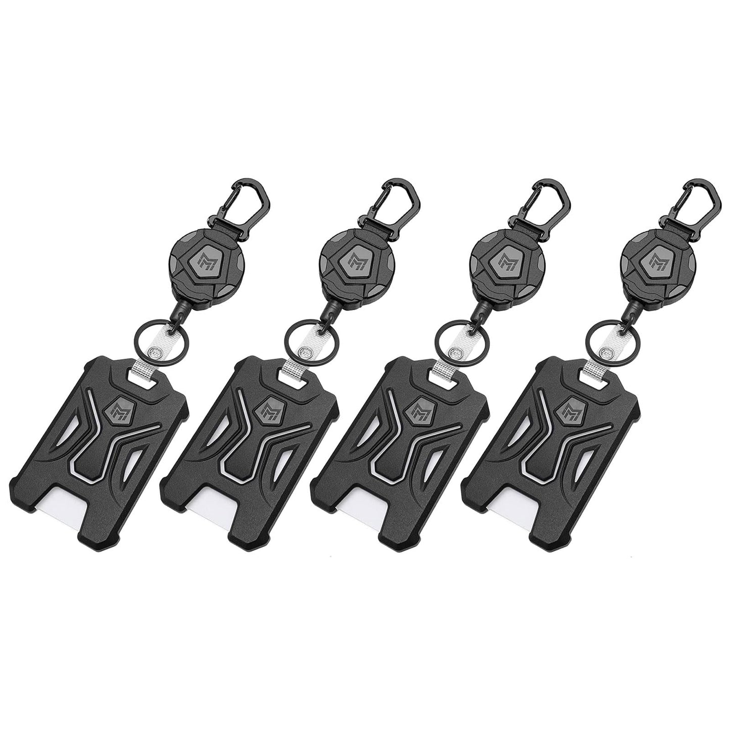 MNGARISTA 4-Pack Retractable Badge Holder, Heavy Duty Carabiner Keychain, Tactical ID Card Holder with 31.5" Retractable Badge Reel, Black
