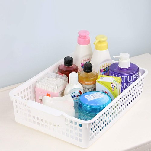 Fiazony 6-Pack Plastic Storage Trays Basket, Organization Basket Tray for Paper/File, White