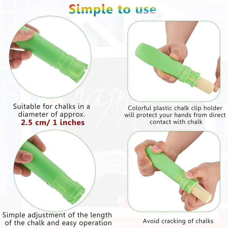 Outus 10 Pieces Sidewalk Chalk Holders Railroad Chalk Holder Jumbo Plastic Adjustable Clip for Kids Teachers Students Back to School Office Classroom (Blue,Red,Green,Purple)