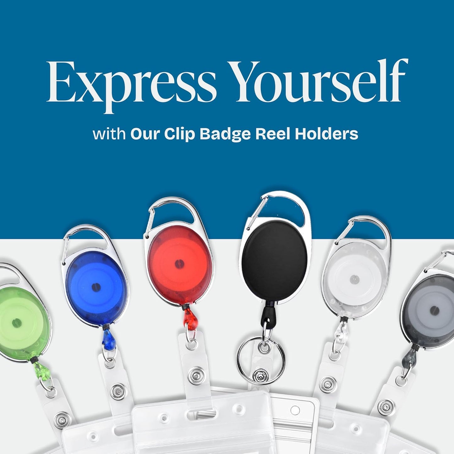 Will Well ID Badge Holders - Horizontal Clear Plastic Sleeves for 3 Cards | 10-Pack with Retractable Cords