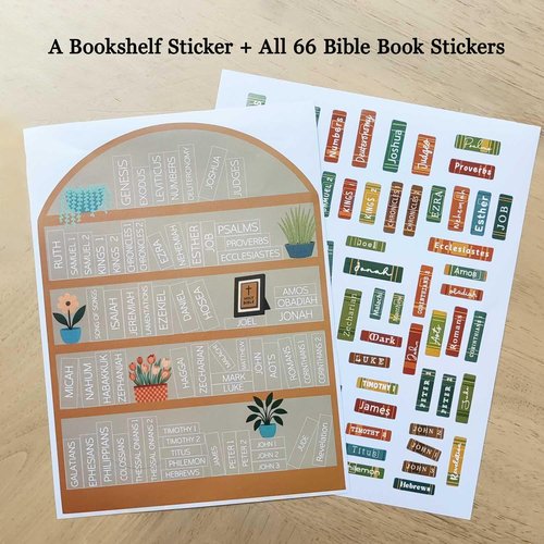 Bible Study Tracker Stickers - Books of The Bible Reading Tracker | 5.9 x 7.8 Inch (Brown)