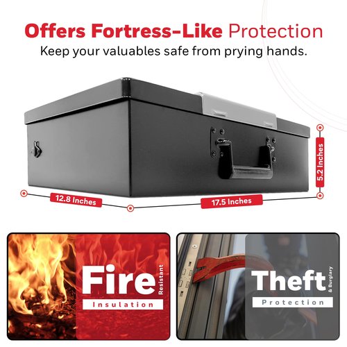 Honeywell Safes & Door Locks - Hideable Money Safe Box with Carry Handle - Fire Resistant Safe Document Box for Home - Metal Box with Digital Lock for Personal Items, Jewelry - 0.48-Cu - Black - 6110