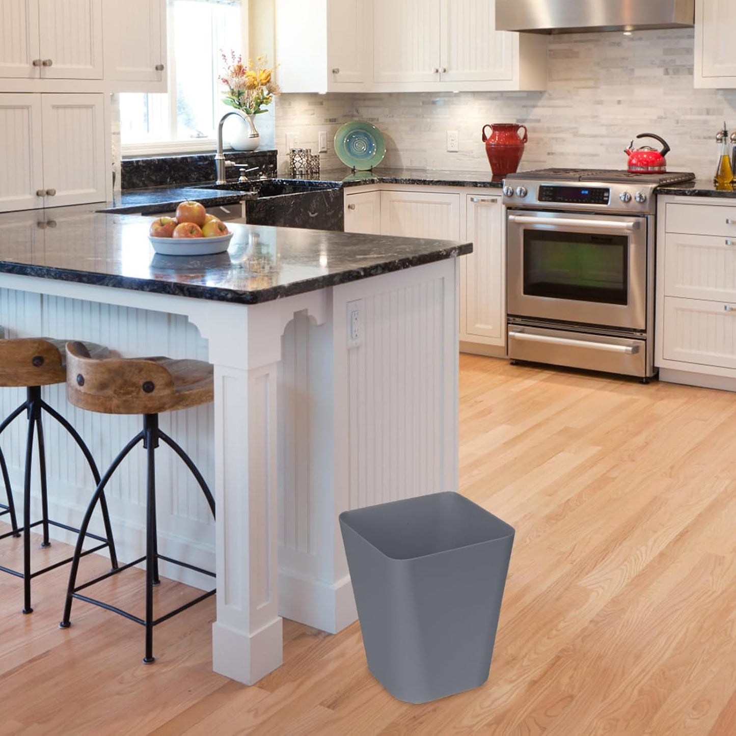 ZXJ Small Trash Can - 1.8 Gallon Waste Basket for Bathrooms, Kitchens & Offices - Grey