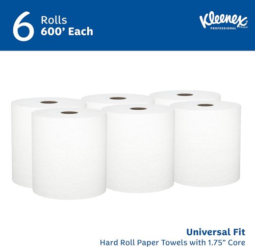 Kleenex® Hard Roll Paper Towels - Premium Absorbency Pockets™ | 1.75" Core, 600' Per Roll, 6 Rolls Per Case