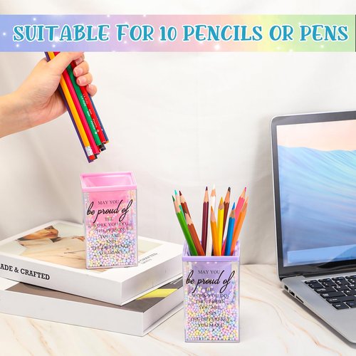 Fuutreo 10 Pcs Employee Appreciation Gifts for Coworker Cute Bubble Pencil Holder Inspirational Makeup Desk Organizer for Teacher Back to School Classroom Must Have Volunteer Office supplies(Stylish)