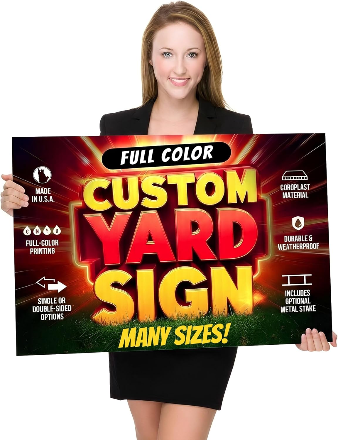 Skiennix Custom Yard Signs - Personalized Full Color Outdoor Signs with Stakes | Various Sizes Available