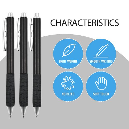 HZDIYAKE Pens Bulk,50 Black Ink Gel Pens,0.5mm Fine Tip Pen,Writes Smoothly Without Skipping Ink,Wholesale Retractable Ballpoint Pens for Schools,Offices,Nurses Notes,Office Supplies (Black pen)