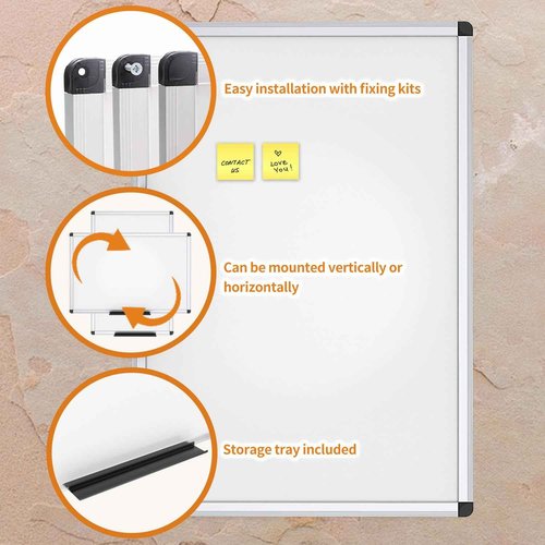 VIZ-PRO Magnetic Dry Erase Board, 36 X 24 Inches, Silver Aluminium Frame, with 12 Colored Whiteboard Pens