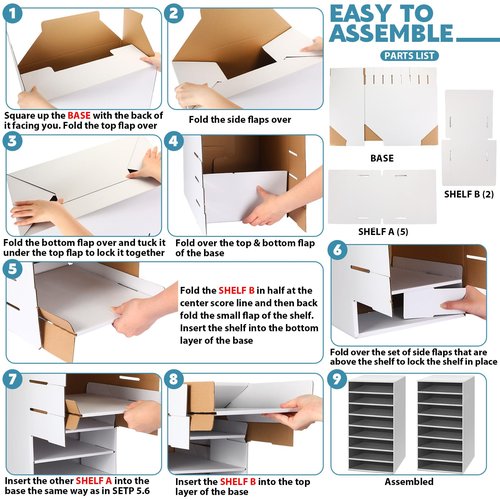Fuutreo 3 Pcs Paper Organizer 8 Slots Literature Organizers Desk Vertical Mail Storage Craft Paper Storage for Office Home Classroom Mails Books Files Box(White)