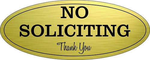 ExcelMark No Soliciting Sign - Durable Indoor/Outdoor Use | UV & Weather Resistant (Small - 2"x 5", Gold/Black)