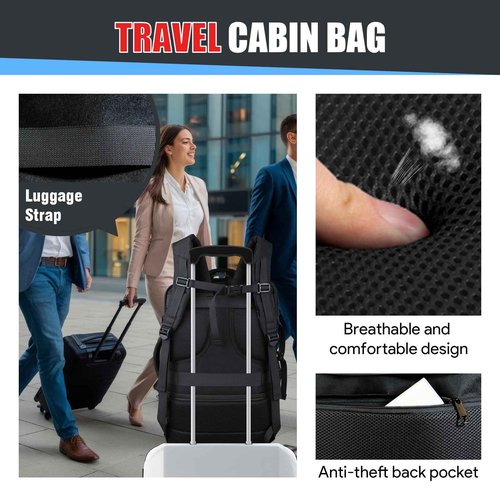 55L Extra Large Travel Backpack, Expandable 50L - 60L Carry On Backpack, Travel Luggage Suitcase Anti-Theft TSA Flight Laptop Bag, Sturdy 18.4 Inch XXXL Daypack Weekender Gifts for Men, Black