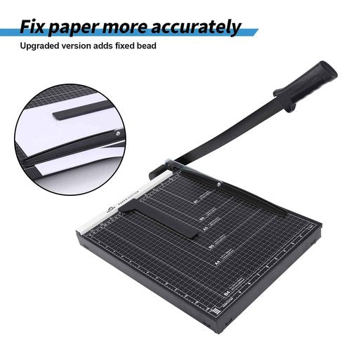 ISDIR Guillotine Paper Cutter 15" with Integrated Pressure Bar – Heavy Duty Metal Base, 12-Sheet Capacity, Magnetic Guide & Safety Guard – Precision Trimmer for Cardstock, Crafts, DIY, Photos & Office