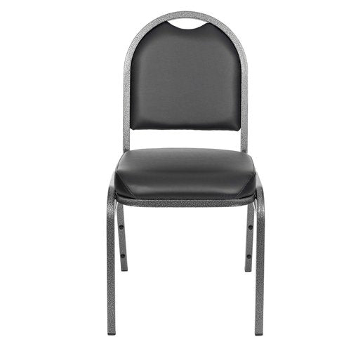 OEF Furnishings (Pack of 2) Premium Vinyl Upholstered Stack Banquet Chair, Black/Silver
