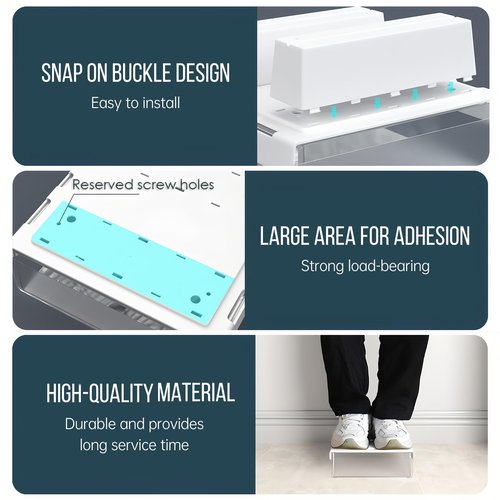 Bisofice Under Desk Drawer Hidden Storage Box Desktop Organizer Transparent Tray Suitable for Desk with Lip Installation with Attachable Strip/Screws Ideal for Home Office Organization
