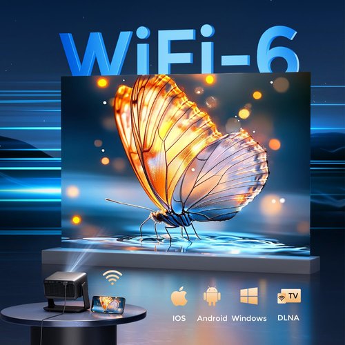 GooDee Smart Viedo Projector with WiFi and Bluetooth,1200ANSI / Dolby Audio / Auto Focus & Keystone Portable Projector, 4K Decode & 1080P Native for Home Theather