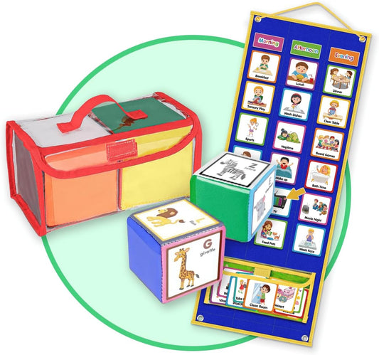 Skiennix Large Visual Schedule - DIY Educational Game Dice for Interactive Learning