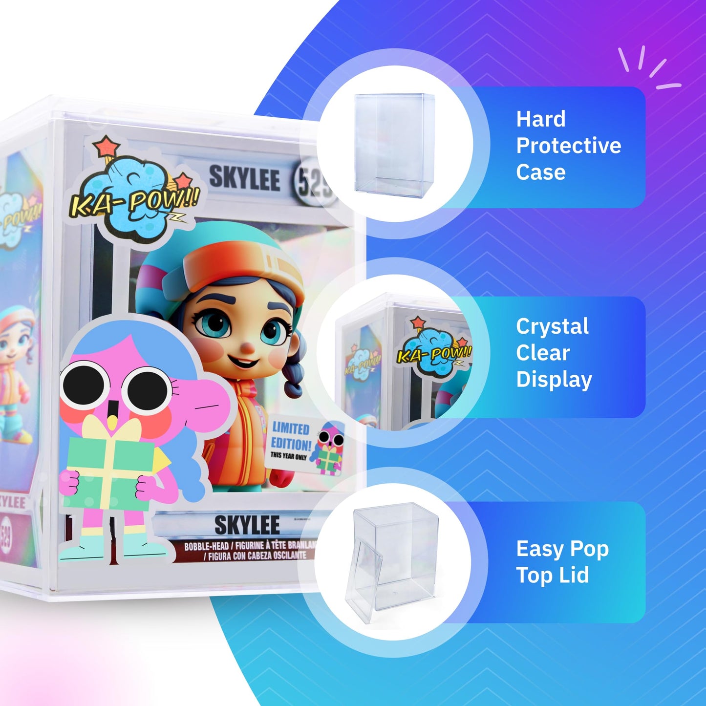 4-Pack Hard Acrylic Funko Pop Protector Display Case (4"), Stackable Display Case, Crystal Clear, 2.5mm Thick, Made in USA by Gary Plastic Packaging