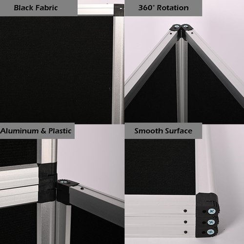 ISXACFF 3+1 Panel Trade Show Presentation Board 70.8“ x 35.4” Folding Panel Table Top Display Tri Fold Display Board Black Single Sided Tabletop Display 4 Panels (Black)