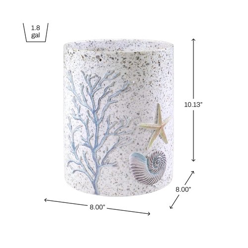 Avanti Linens - Wastebasket, Decorative Trash Can, Guest Bathroom Essentials, Sea Inspired Home Decor (Coastal Terrazo Collection)