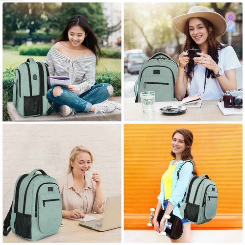 MATEIN Laptop Backpack for Women, Expandable 15.6 inch with USB Charging Port, Anti Theft Travel School Backpack, Water Resistant College Bookbag for Computer Bag Gifts for Men Women, Cyan