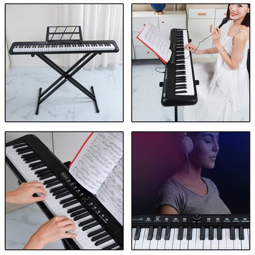 88 Key Digital Piano, Semi Weighted Electronic Keyboard Piano with Music Stand, Power Supply, Sustain Pedal, Bluetooth, MIDI, for Beginner Professional at Home, Stage