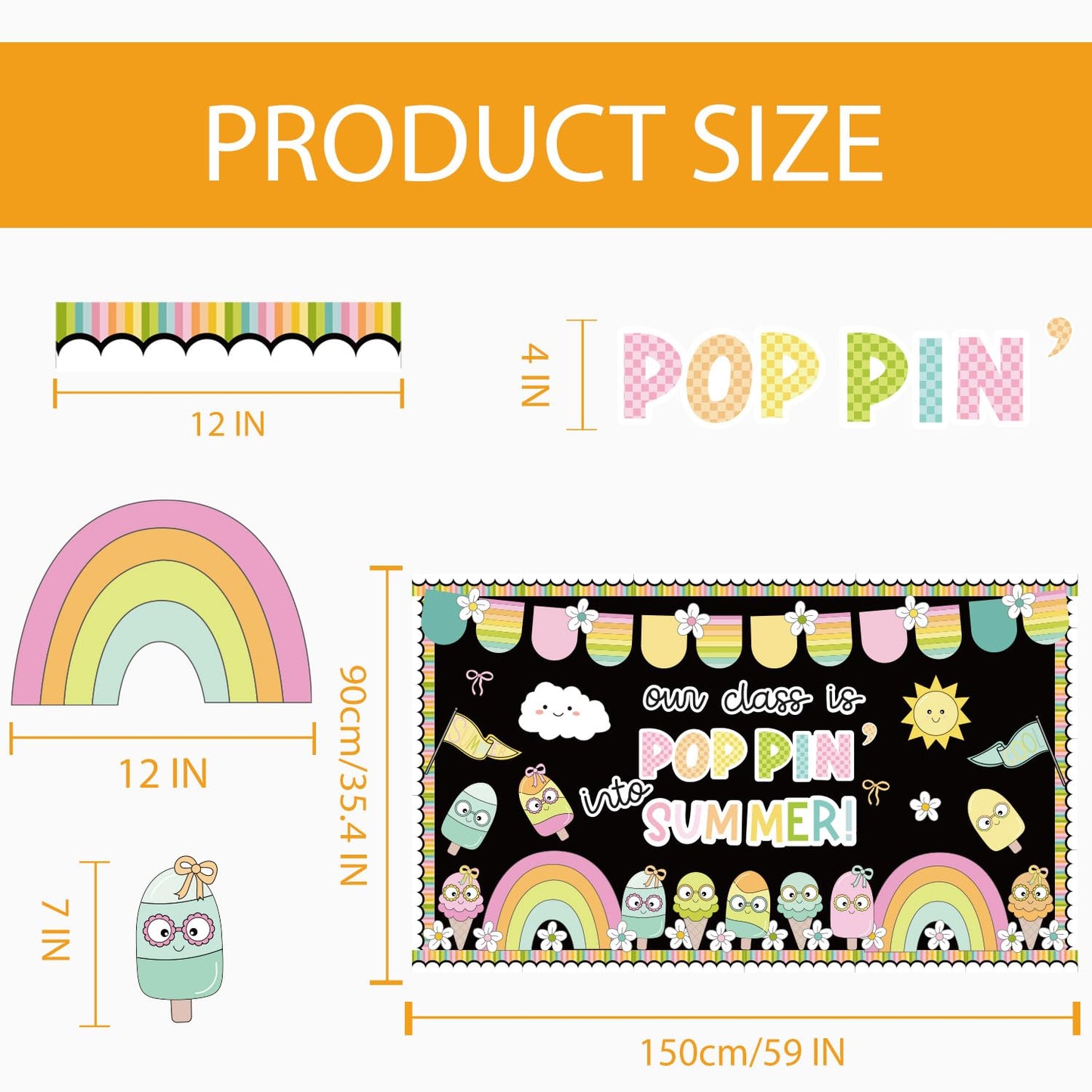 Summer Bulletin Board Decorations Set Ice Popsicle Classroom Decor Summer Ice Cream Paper Cutouts May June Library Classroom Bulletin Board Decorations Home Office Wall Door Decor Teacher Supply