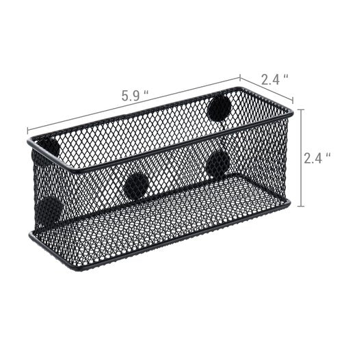 MyGift 3 Pack Black Metal Wire Mesh Magnetic Marker Holder for Whiteboard, Office Desktop Supply Organizer Basket for Pens, Pencils and Accessories