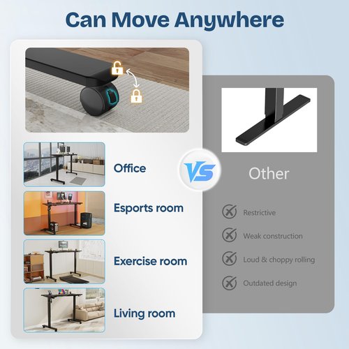 Monomi Height Adjustable Electric Standing Desk, 55 x 24 Inches Stand up Desk, Sit Stand Home Office Computer Desk(Black Frame+Marble Black Top)