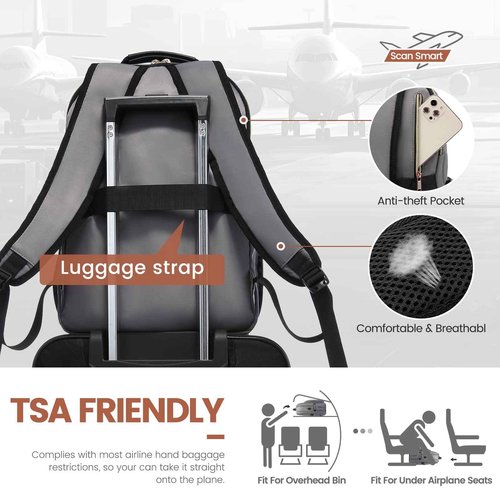 LOVEVOOK Laptop Backpack for Women 18.4 inch,Cute Womens Travel Backpack Purse,Professional Laptop Computer Bag,Waterproof Work Business College Teacher Bag Carry on Backpack with USB Port,Purple Gray