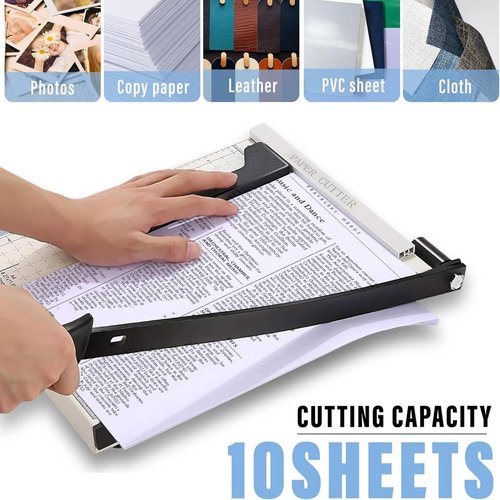 12" Guillotine Paper Cutter,Paper Cutter for Cardstock Heavy Duty 12 inch,Cut Cleanly and Quickly,12" Cut Length,10 Sheet Capacity.