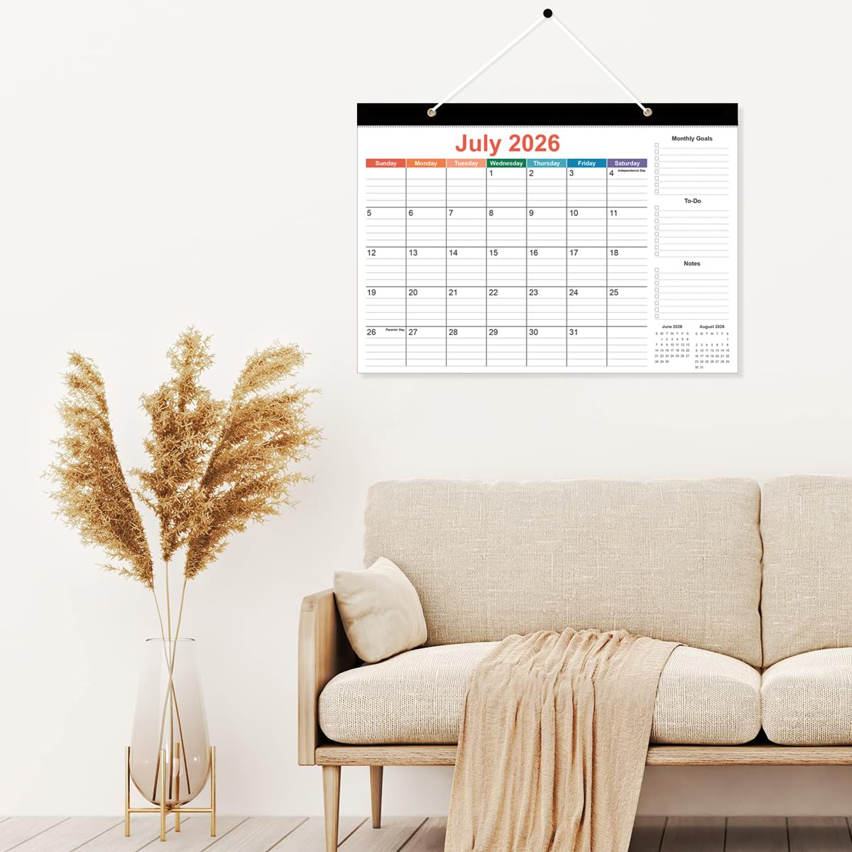2026-2027 Desk Calendar - 18 Months Calendar from July 2026 to June 2027, Desk Calendar 2026-2027 with Thick Paper, 12" x 17", Colorful