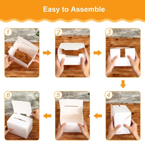 Seajan 100 Pcs Raffle Ballot Box with Slot Suggestion Ticket Donation Box for Fundraising Collecting Card Voting Contest, 6.5 x 4.5 x 4.5''(White)