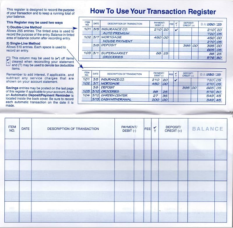 Easy Read Register Large-Print Checkbook Register 10-Pack – Wider .55 inch Lines, Made in USA, 26 Pages