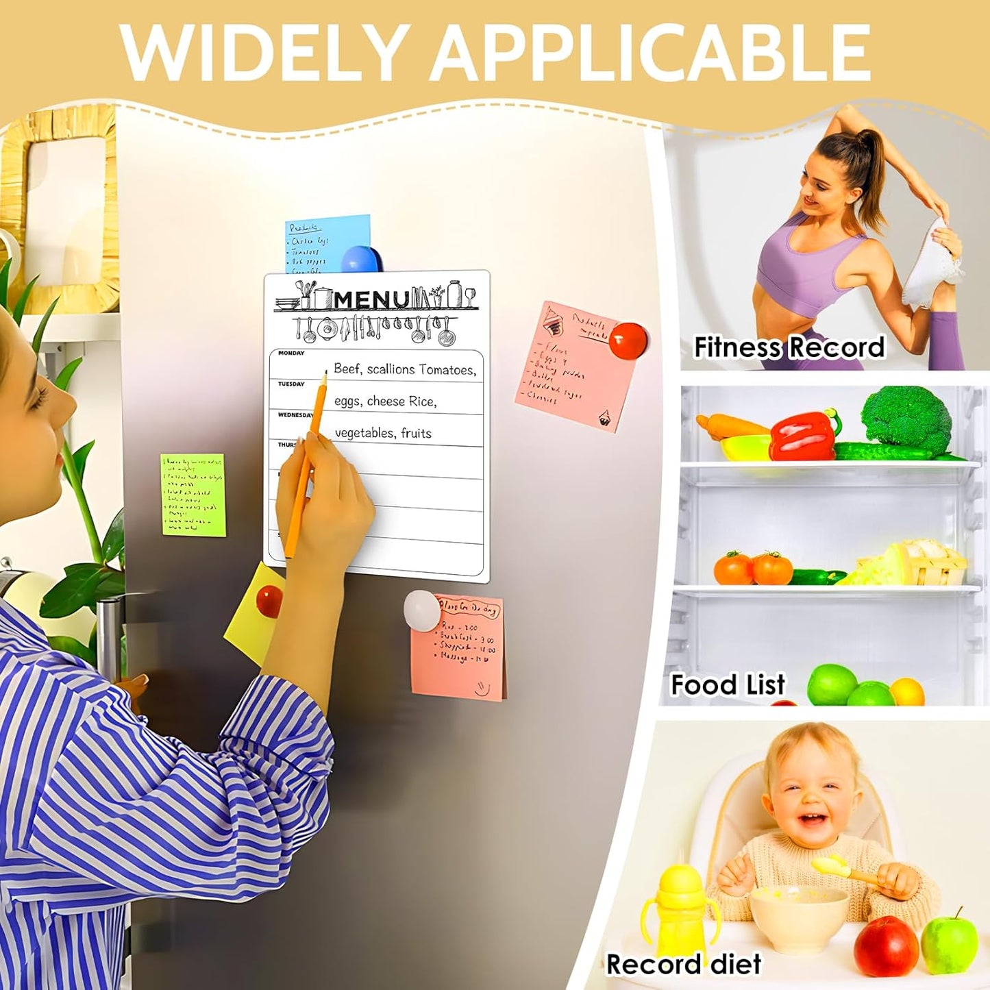 Skiennix Magnetic Dry Erase Calendar - Clear Weekly Planner for Refrigerator | 8.5x12 Inch Family Menu Board